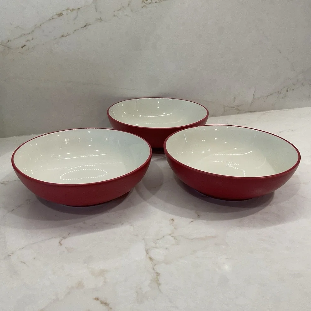 Noritake‎ Stoneware Colorware Cereal Bowls Set Of 3 Raspberry Red 8045